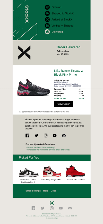 StockX - email template