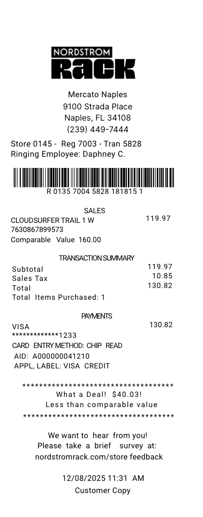 Nordstrom receipt template 2